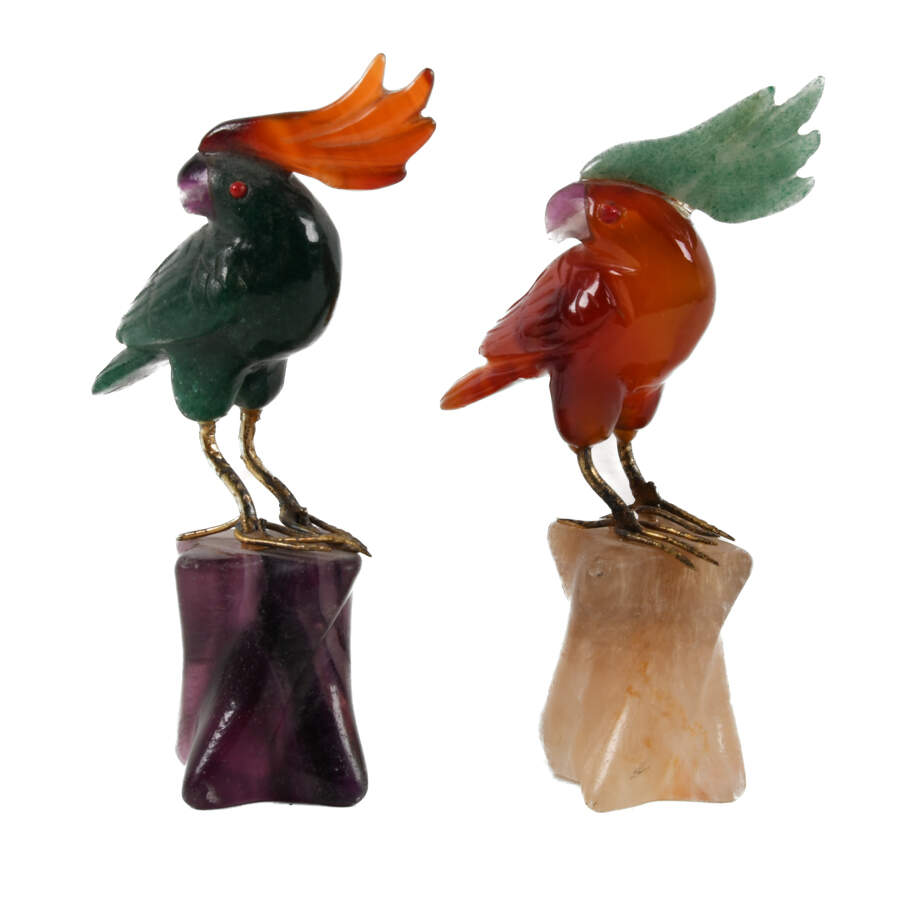 Pair of Birds with Semi-Precious Stones-1