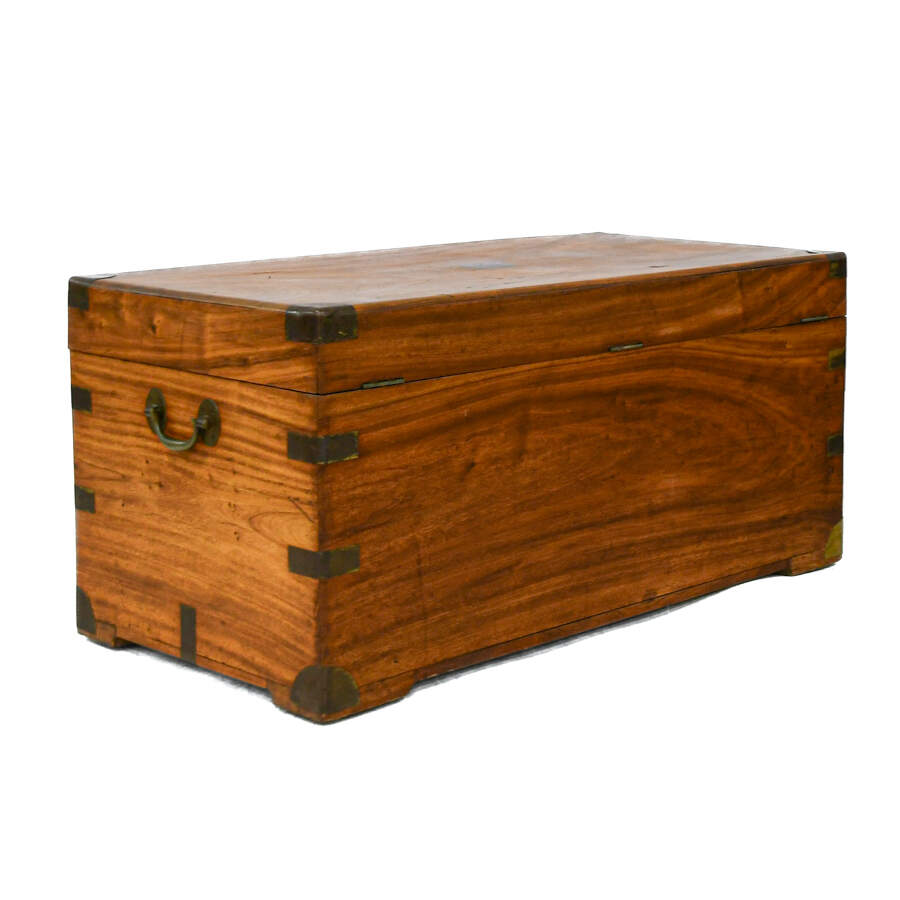 Antique Chinese Export Camphor Wood Chest with Brass Mounts-4