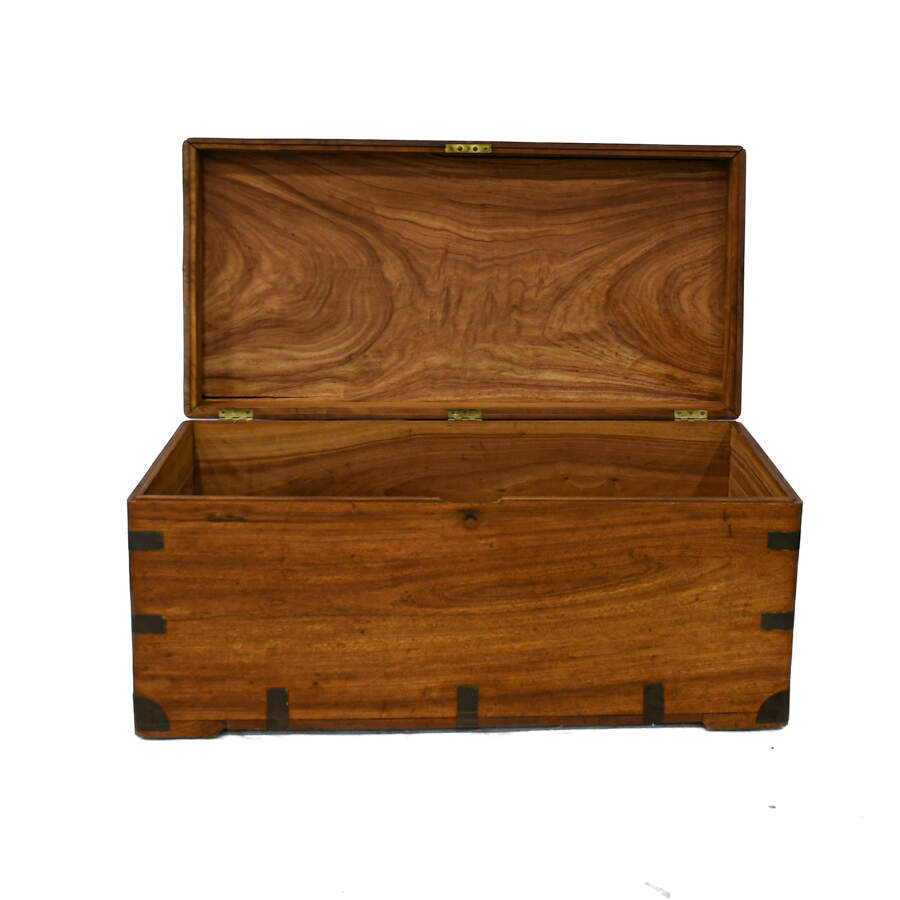 Antique Chinese Export Camphor Wood Chest with Brass Mounts-2