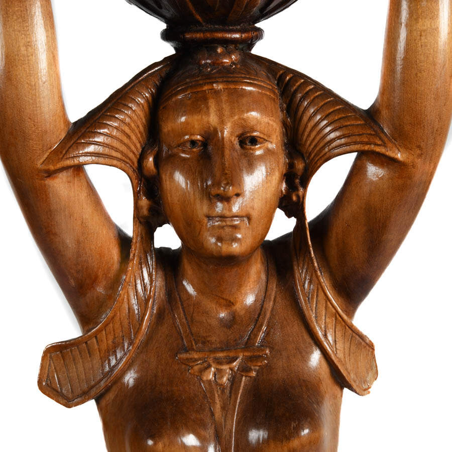 Carved Wood Egyptian Pedestal Table-9