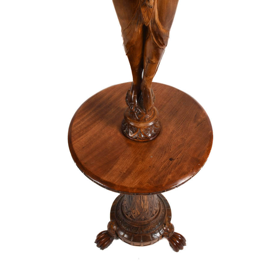Carved Wood Egyptian Pedestal Table-8
