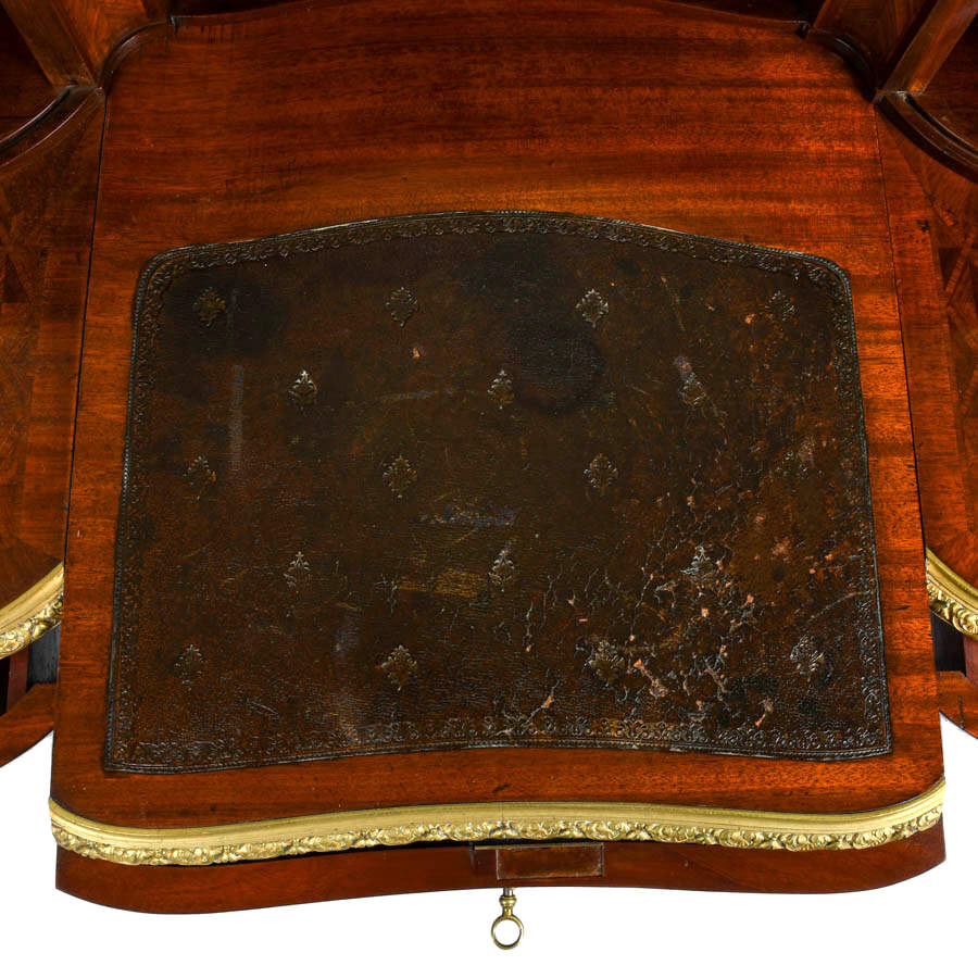French Louis XVI-Style Ladies Mahogany and Gilt Ormolu Mounted Desk-4