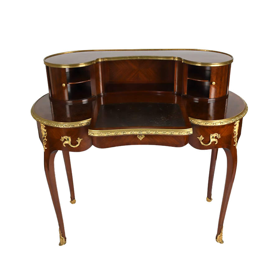 French Louis XVI-Style Ladies Mahogany and Gilt Ormolu Mounted Desk-2