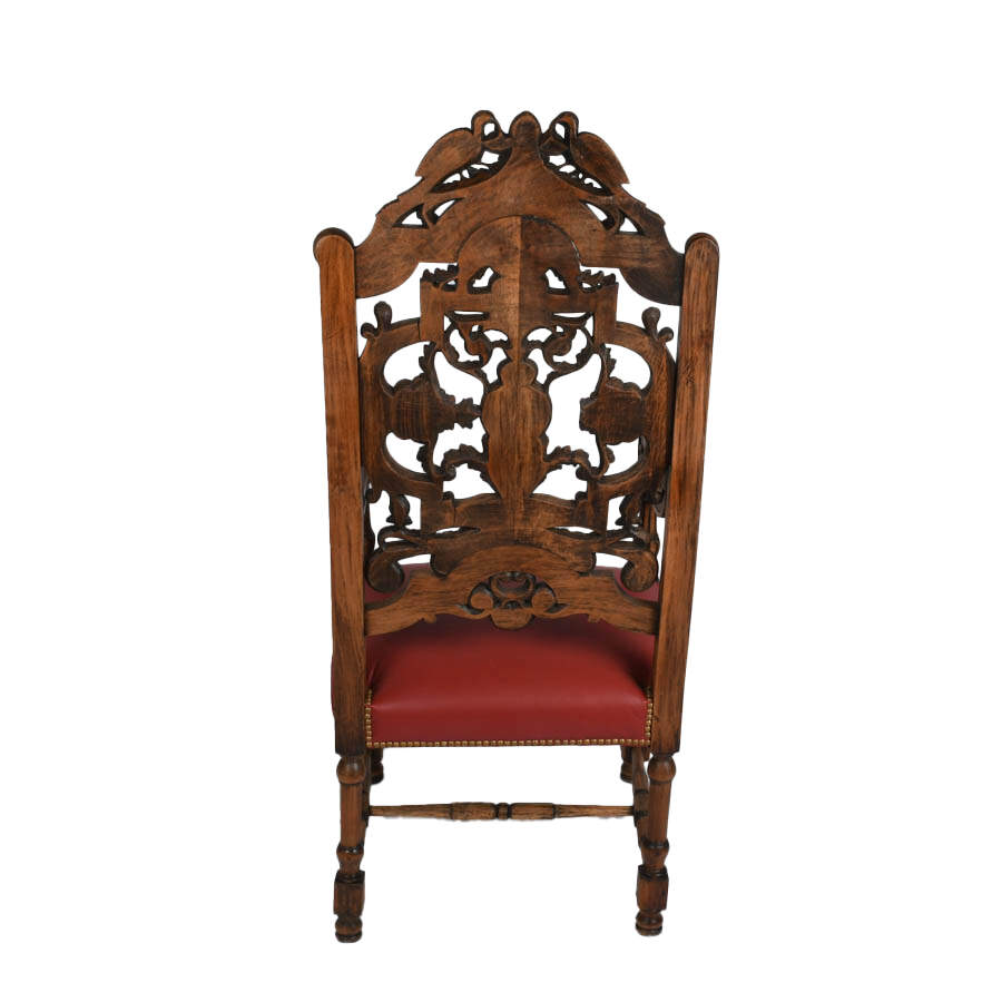 Italian Carved Walnut Figural Throne Chair-8