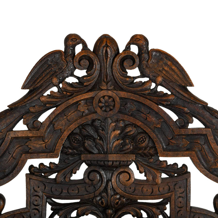 Italian Carved Walnut Figural Throne Chair-6