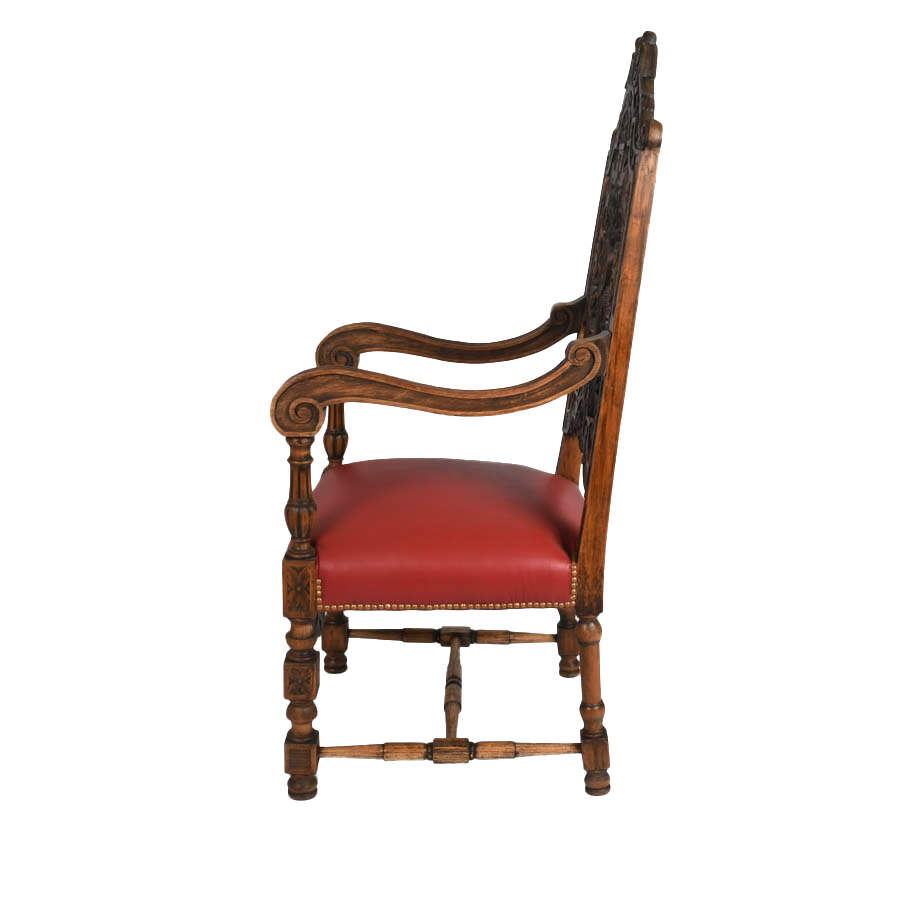 Italian Carved Walnut Figural Throne Chair-5