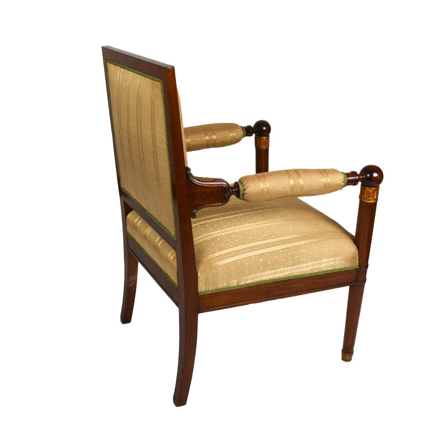 Antique French Empire-Style Ormolu and Upholstered Side Chair-5