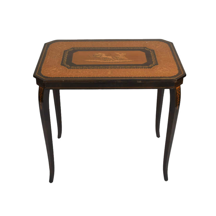 Italian Inlaid Wood Side Table-1