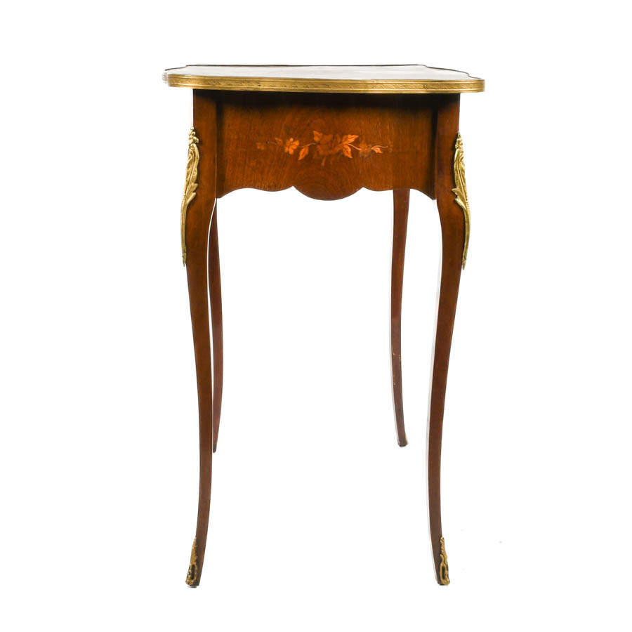 French Ormolu, Mahogany, and Marquetry Inlaid Side Table-5