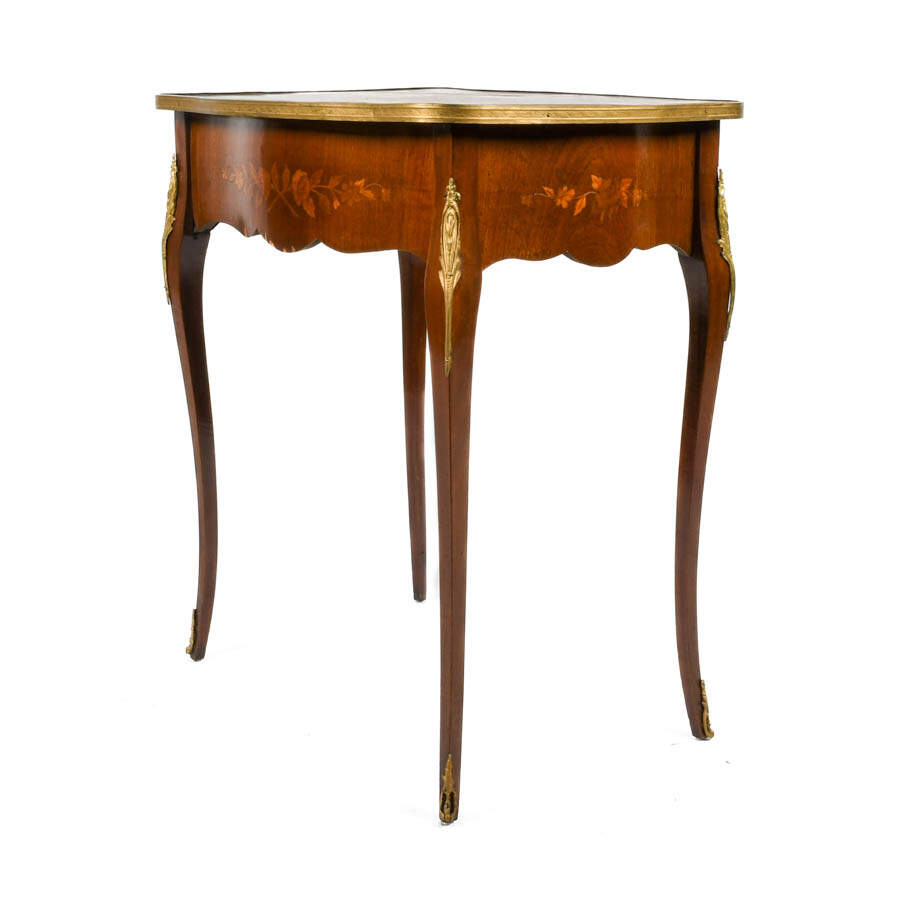 French Ormolu, Mahogany, and Marquetry Inlaid Side Table-4