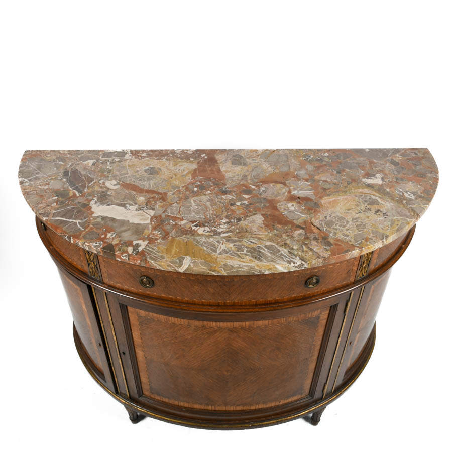 French Louis XVI-Style Inlaid Demi-Lune Commode-6