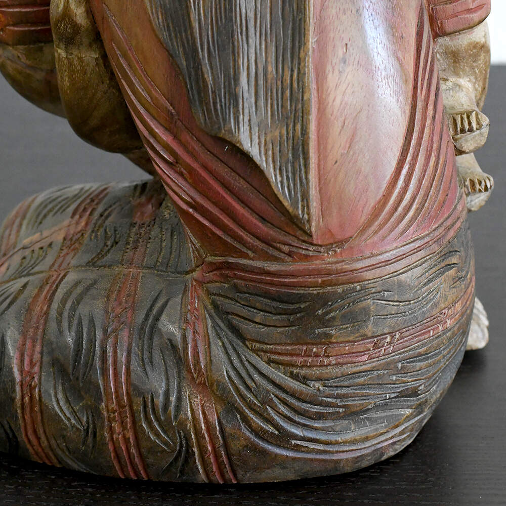 Hand-Carved Solid Wood Sculpture Mother and Baby-12