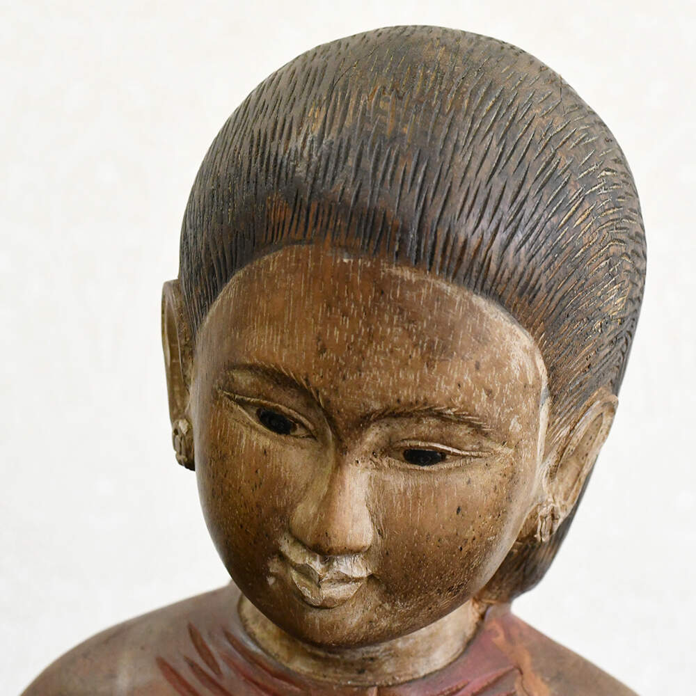 Hand-Carved Solid Wood Sculpture Mother and Baby-5