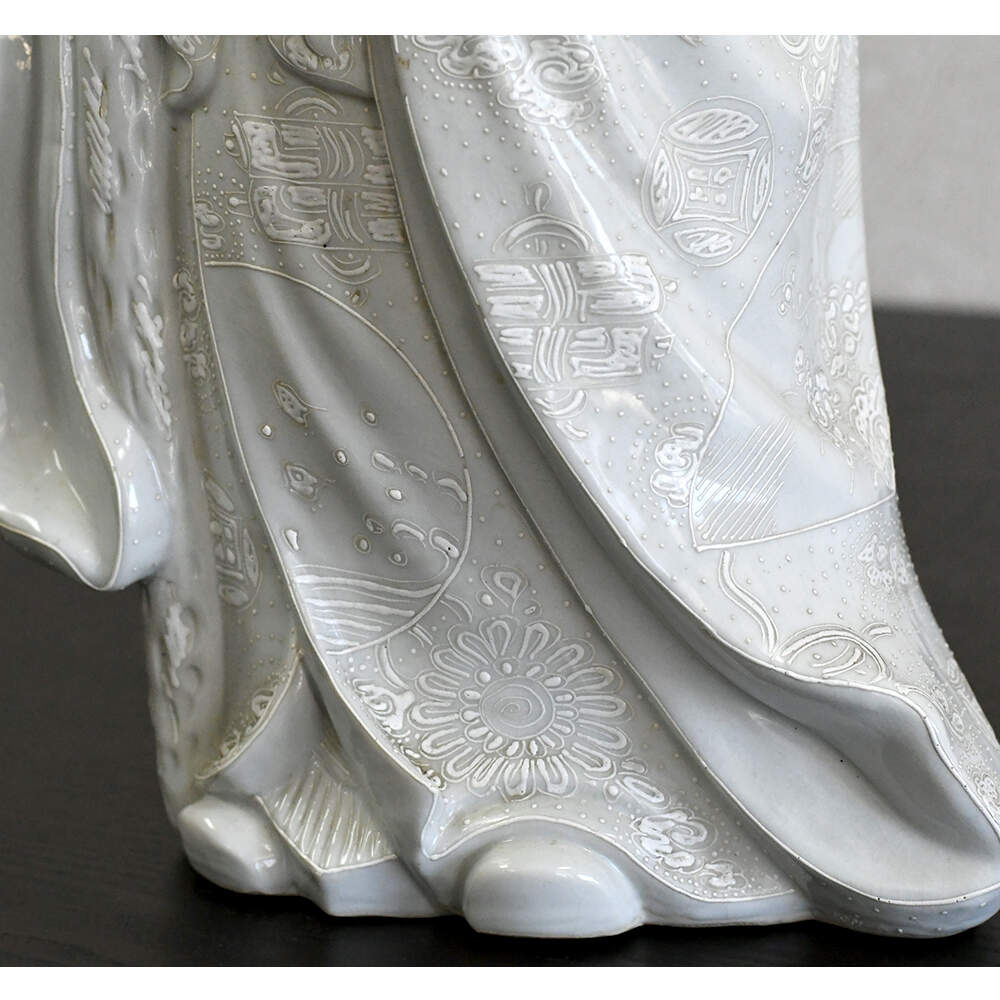 Clay and Porcelain Japanese Jurojin God of Longevity Statue-8