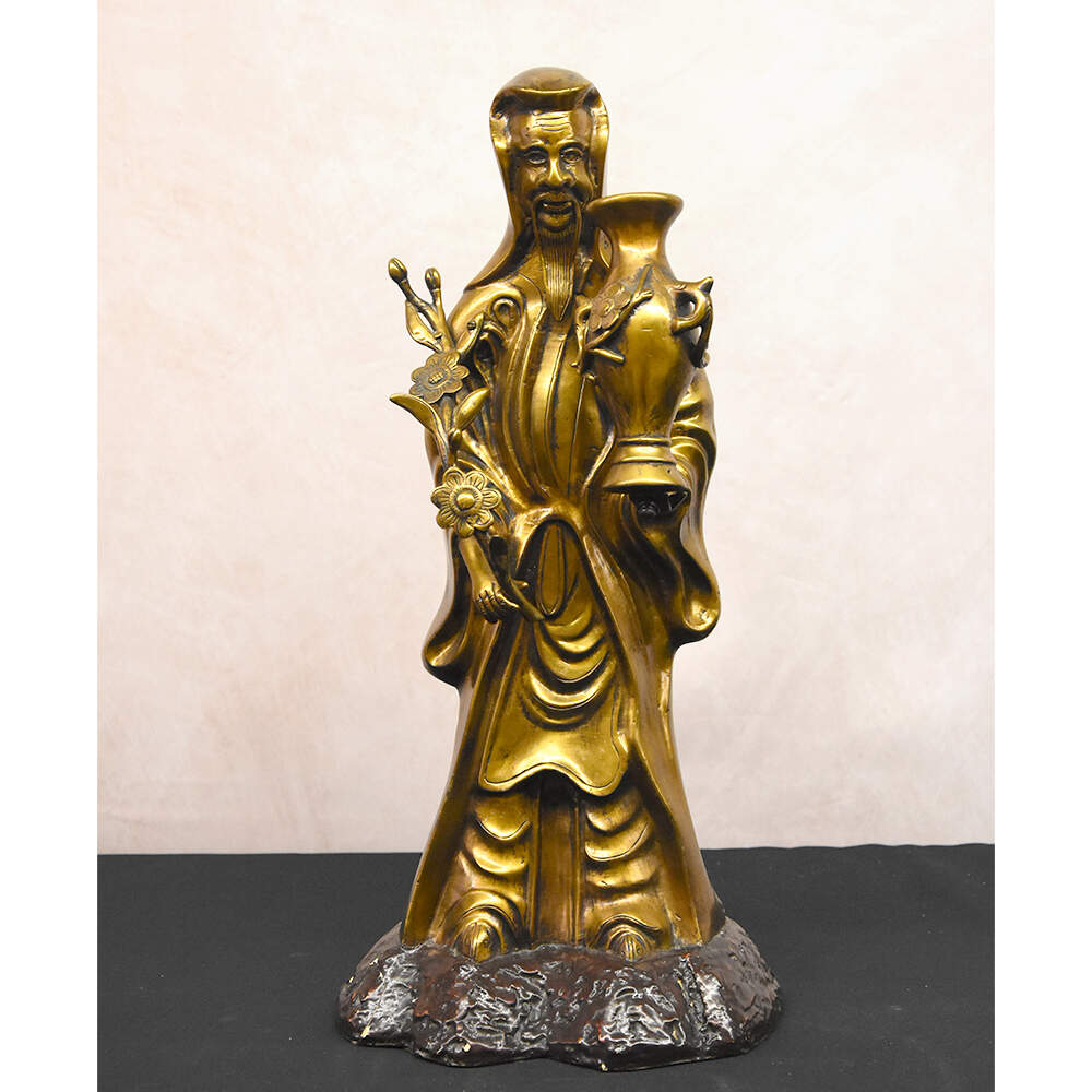 Chinese Wiseman Figurine Holding a Branch and Vessel-1