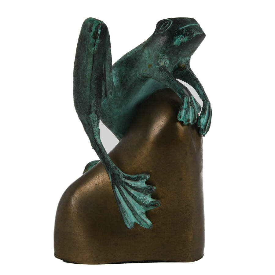 Bronze Verdigris Frog Resting on Rock by David Kay-9