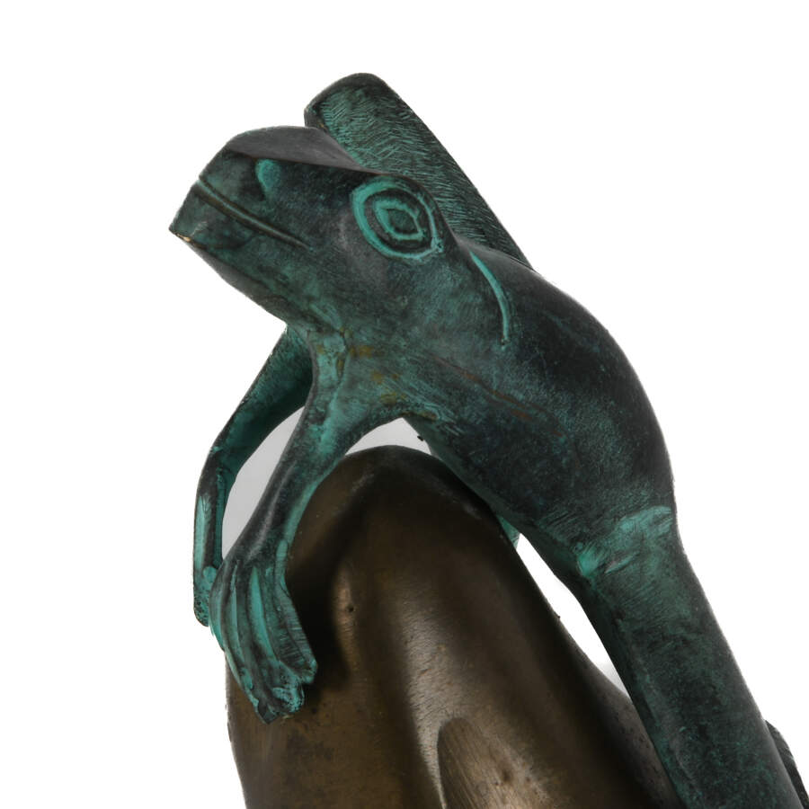 Bronze Verdigris Frog Resting on Rock by David Kay-7