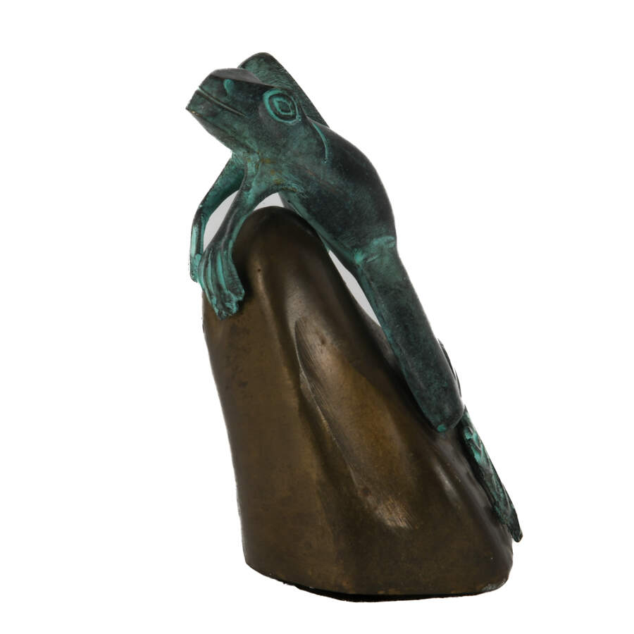 Bronze Verdigris Frog Resting on Rock by David Kay-4