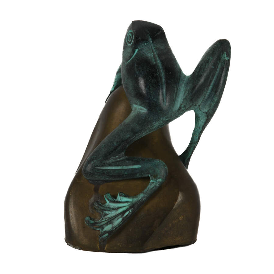 Bronze Verdigris Frog Resting on Rock by David Kay-3
