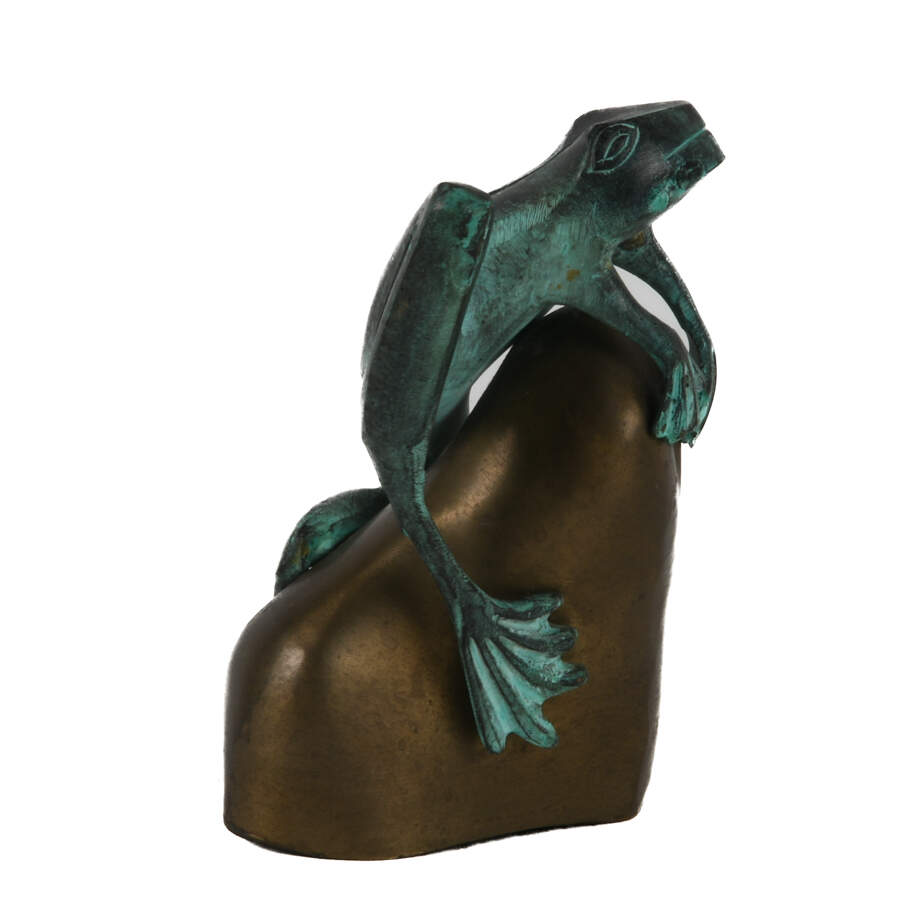 Bronze Verdigris Frog Resting on Rock by David Kay-2