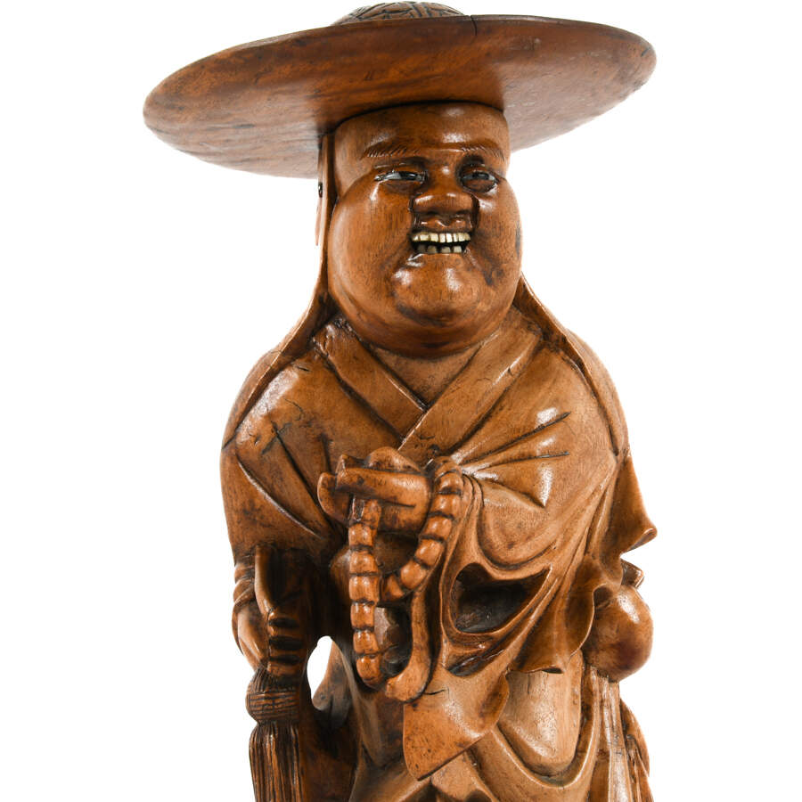 Pair of Chinese Carved Wood Immortal Travelers-7