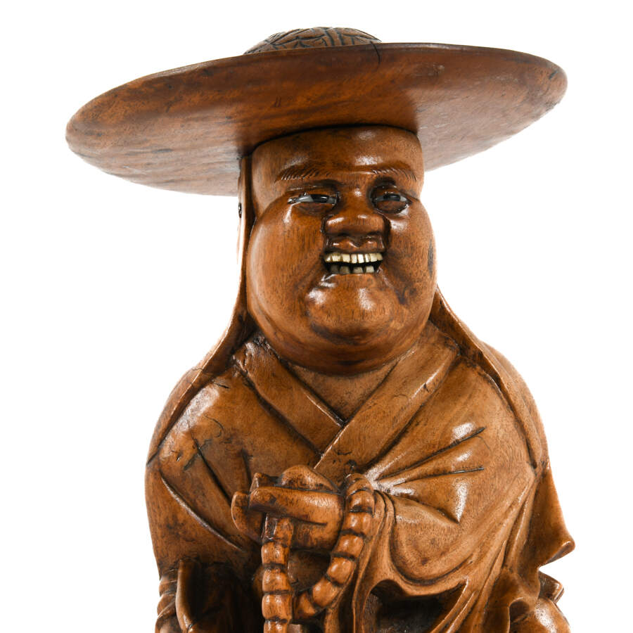 Pair of Chinese Carved Wood Immortal Travelers-6