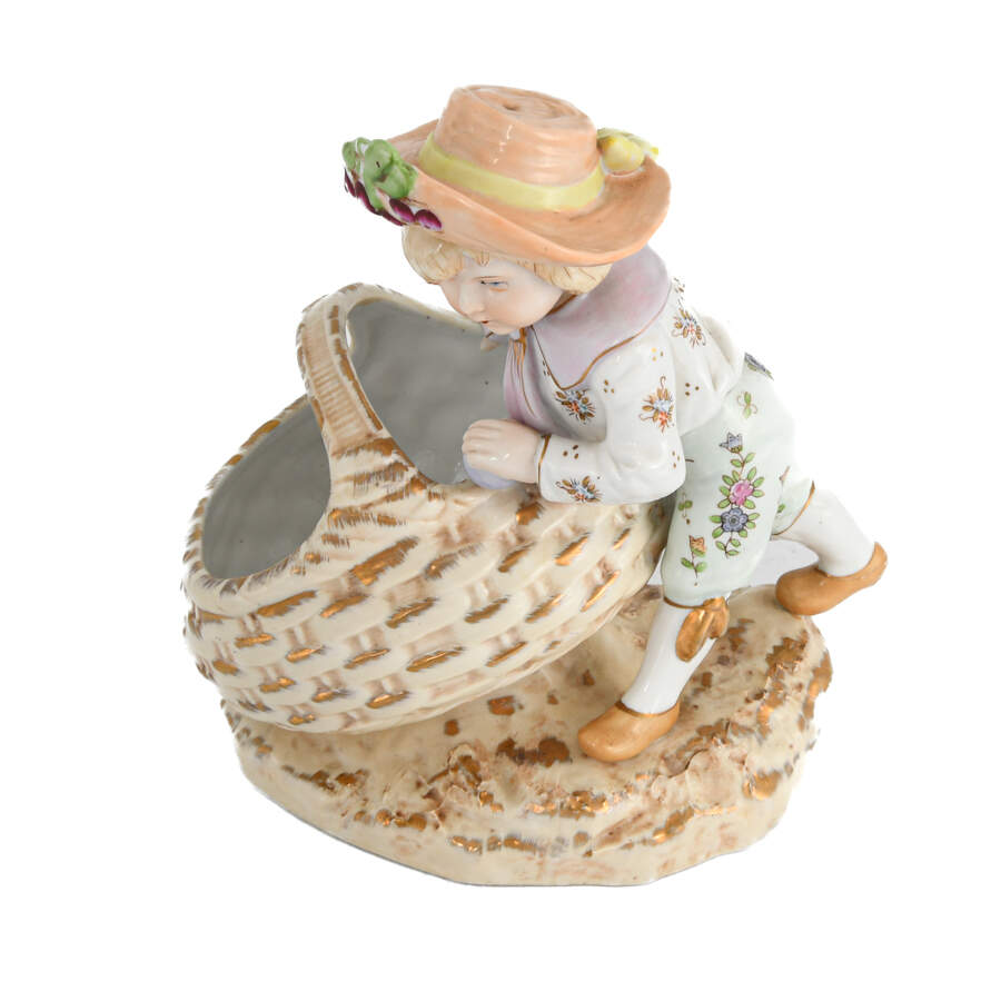 Dresden German Boy and Basket Grouping Figure-6