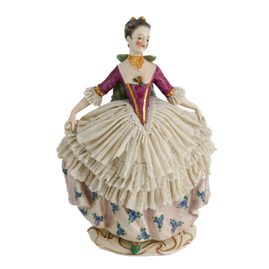 Dresden Porcelain and Lace Dancing Couple-6