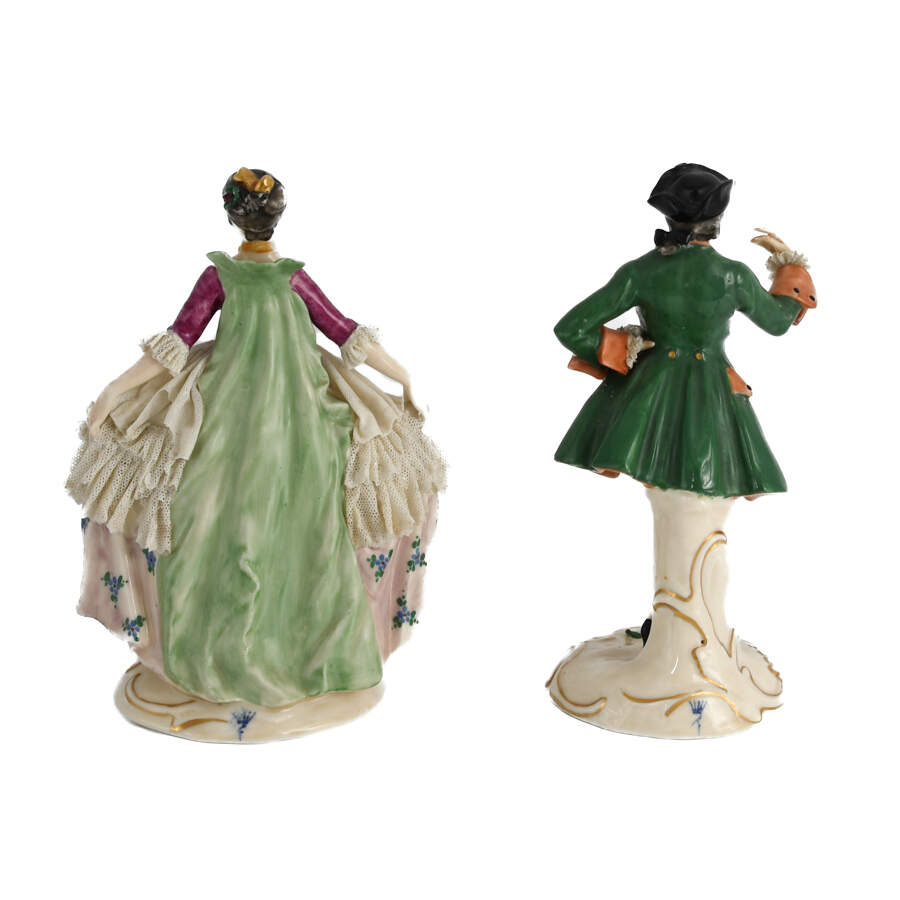 Dresden Porcelain and Lace Dancing Couple-5