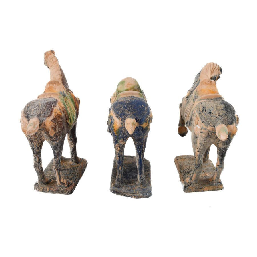 Grouping of Three Antique Chinese Tang Dynasty-Style Horse Figures-3