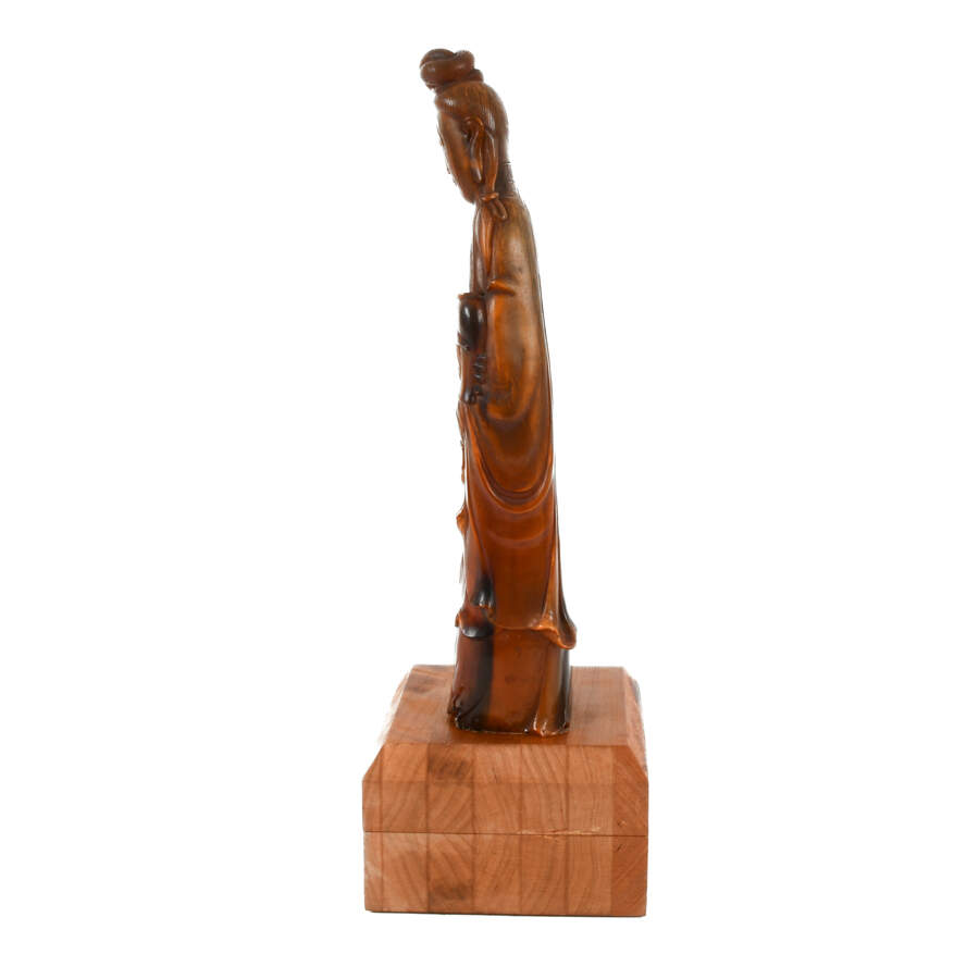 Antique Chinese Guanyin Carved Horn-3