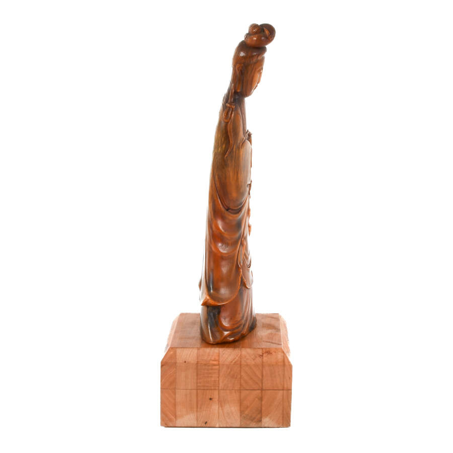 Antique Chinese Guanyin Carved Horn-2
