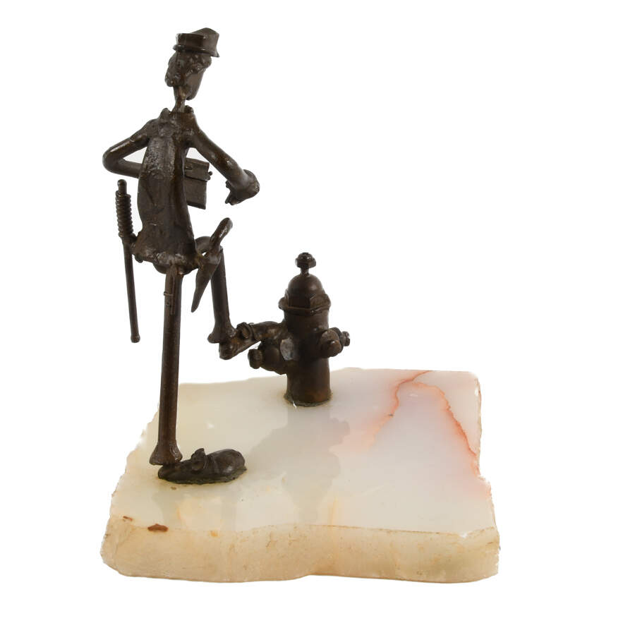Whimsical Figural Screw Sculpture on Onyx Base-6