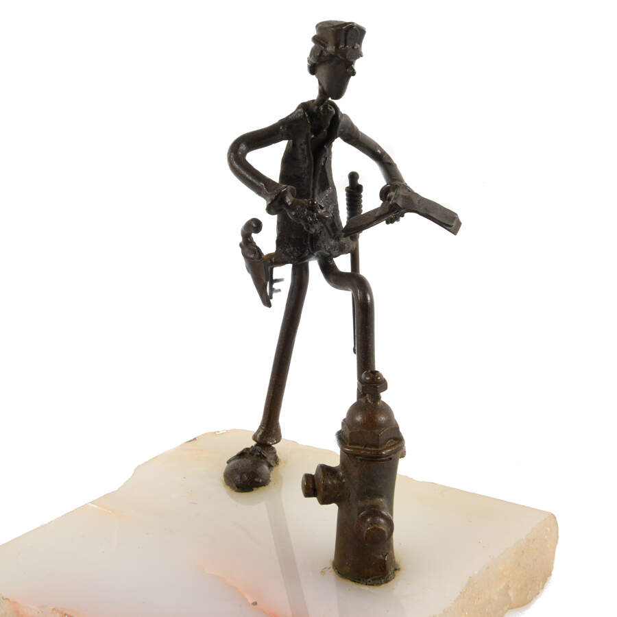 Whimsical Figural Screw Sculpture on Onyx Base-2