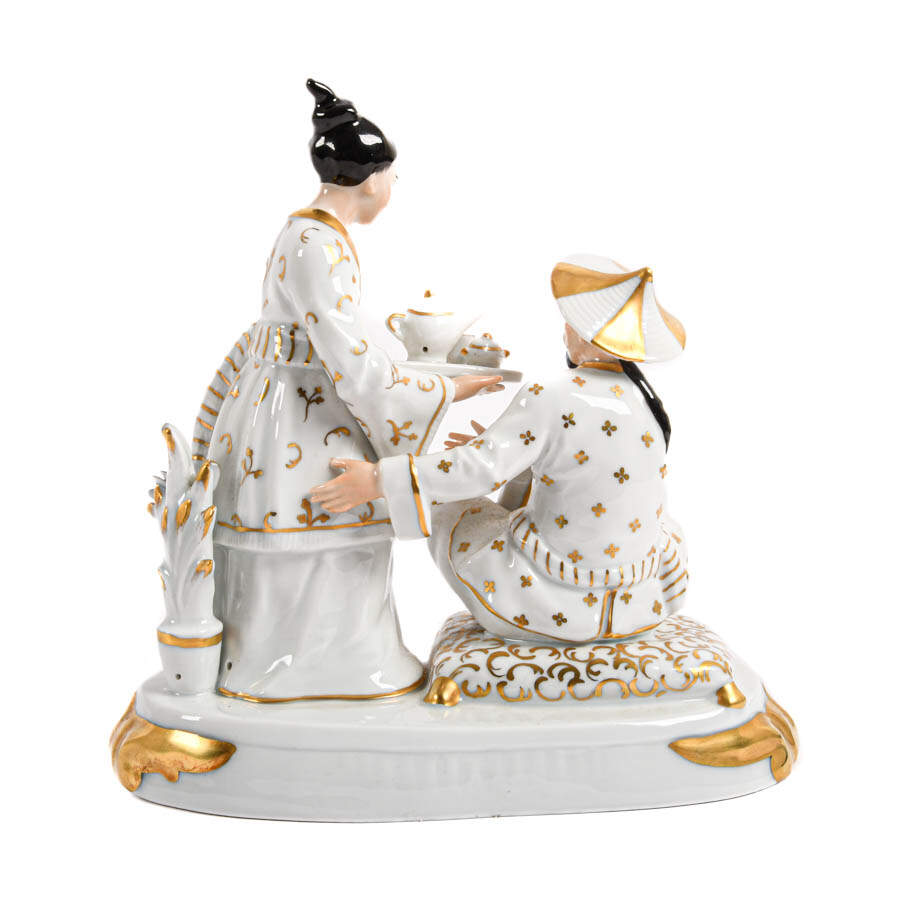 Sitzendorfer Porcelain Chinese Couple Staue-4
