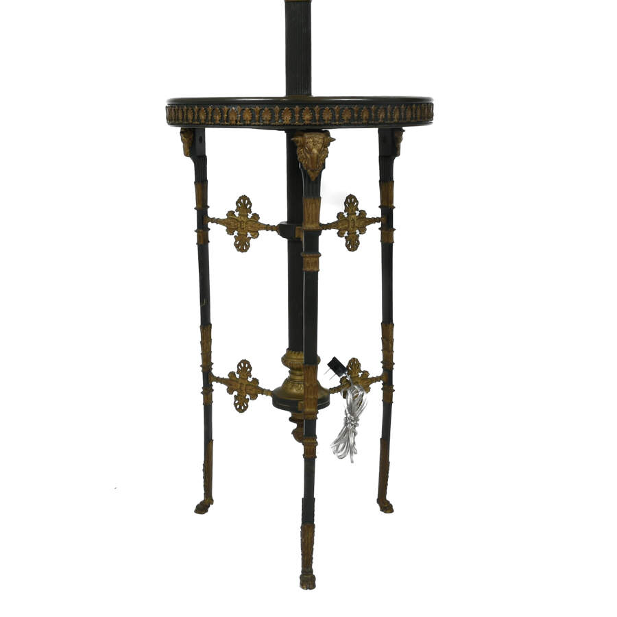Antique Bronze and Gilt Empire Style Electrified Oil Table Lamp-3