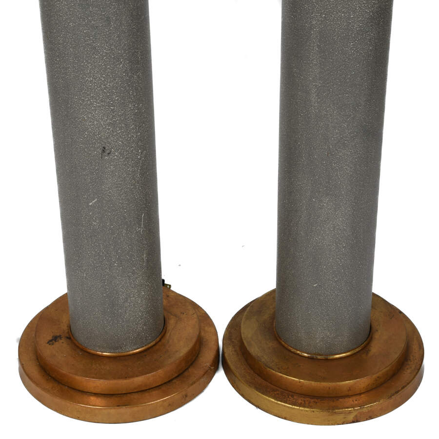 Pair of Neoclassical Floor Lamps with Etched Glass Shades-4