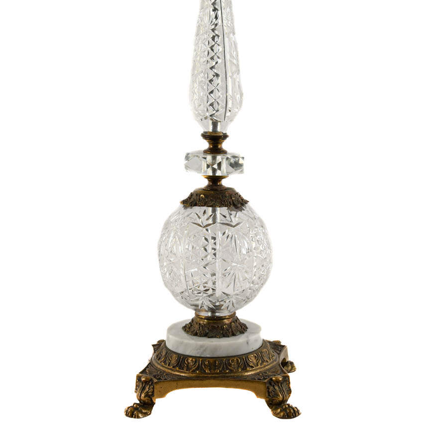 Vintage Crystal and Brass Footed Lamp-3