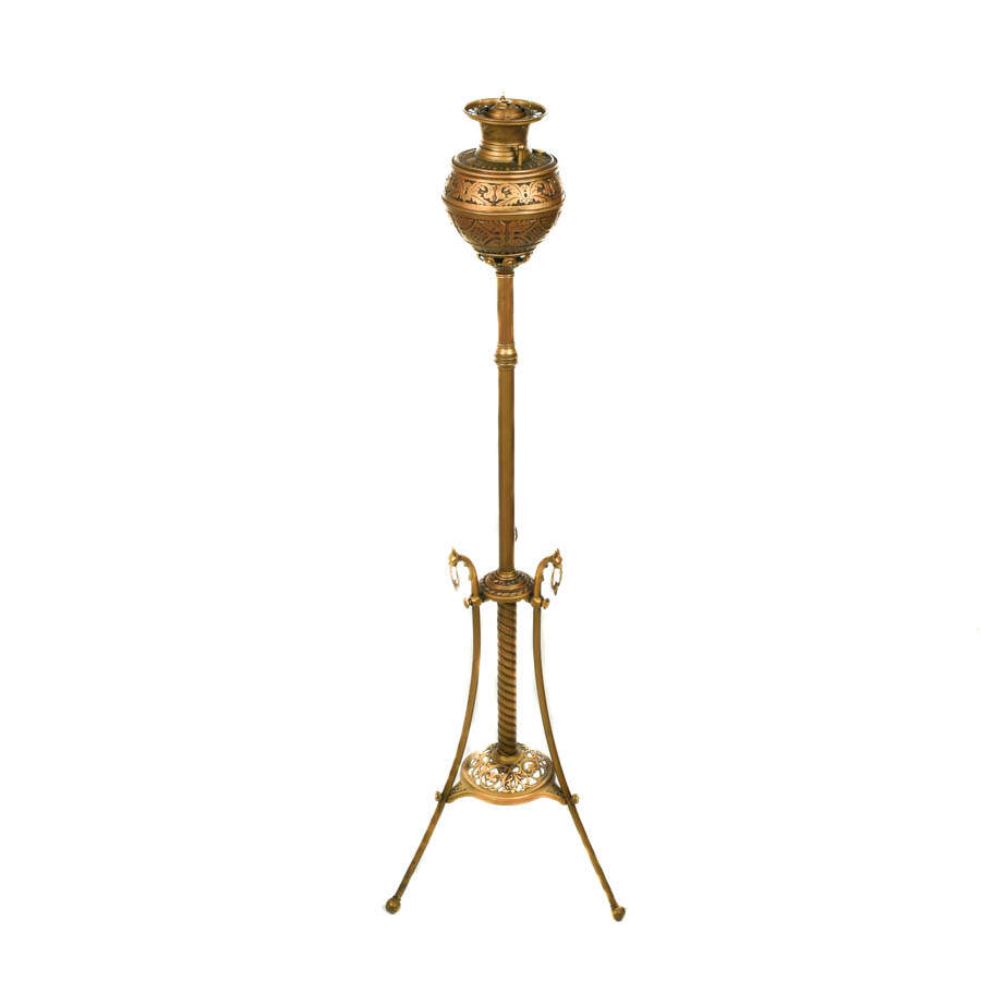 Victorian Brass Piano Parlor Floor Lamp-1