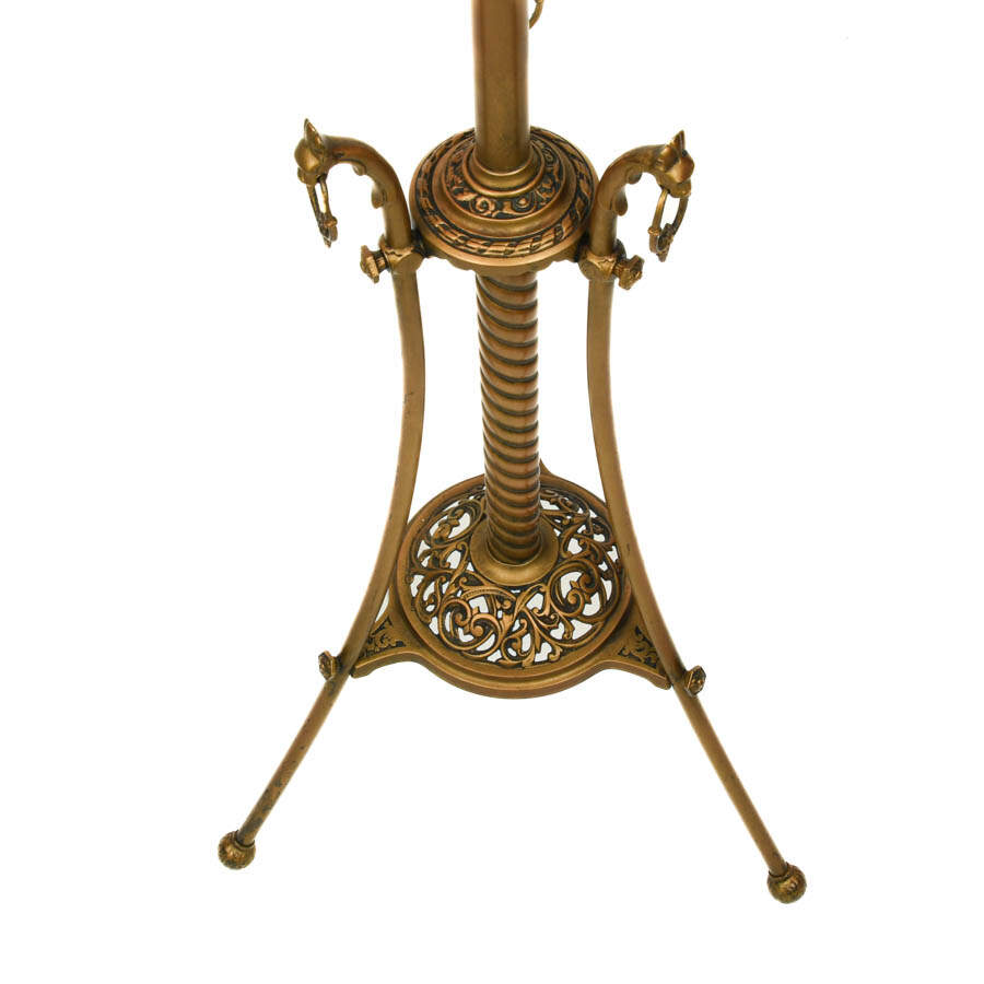 Victorian Brass Piano Parlor Floor Lamp-2