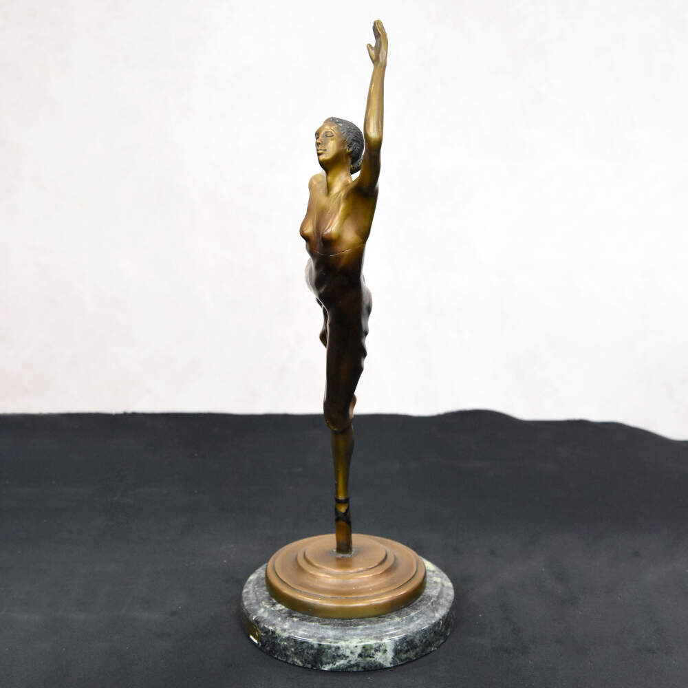 Vintage "Ballerina Girl" Arabesque Statuette on Marble Base-5