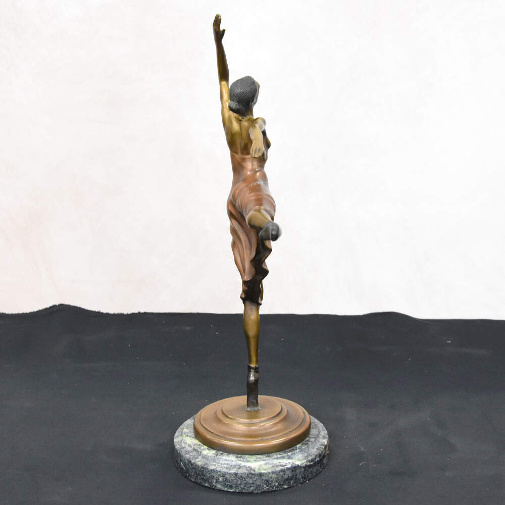 Vintage "Ballerina Girl" Arabesque Statuette on Marble Base-3