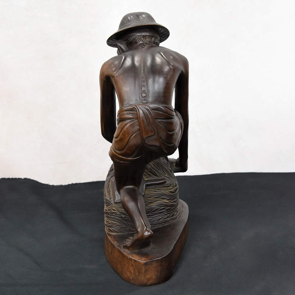 Hancock Wooden Figure of a Fisherman from Bali-5