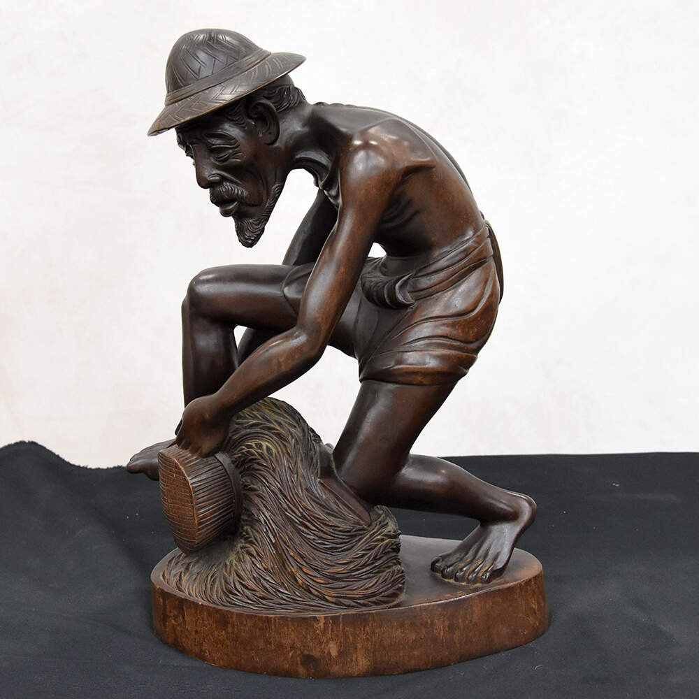 Hancock Wooden Figure of a Fisherman from Bali-4