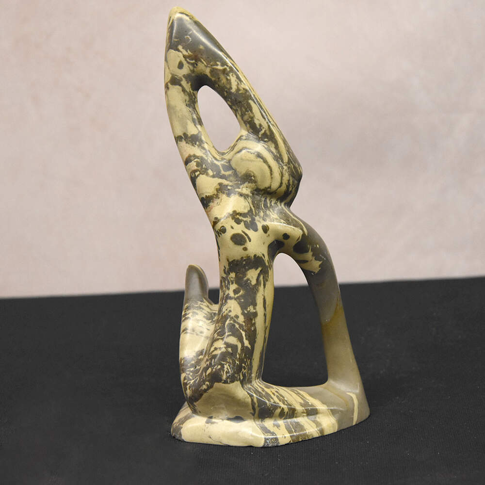 Marked Interport Kenyan Hand-Carved Soapstone Monkey Sculpture-3