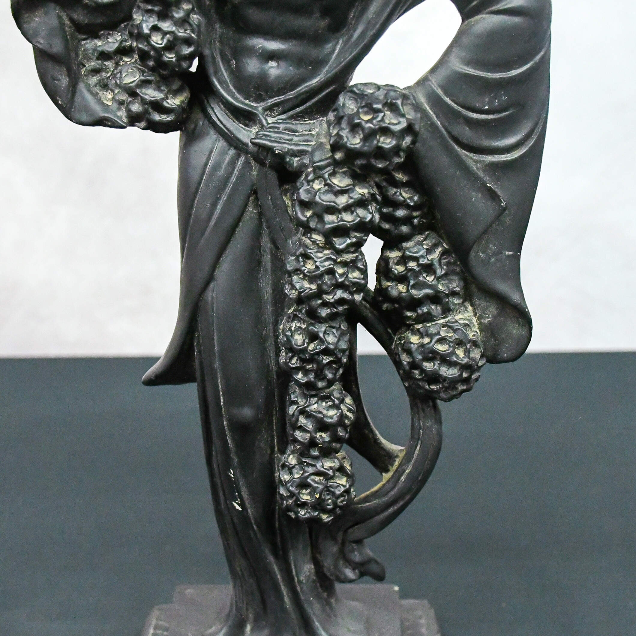 Black Ceramic Conch Shell Horn Player Statue-5