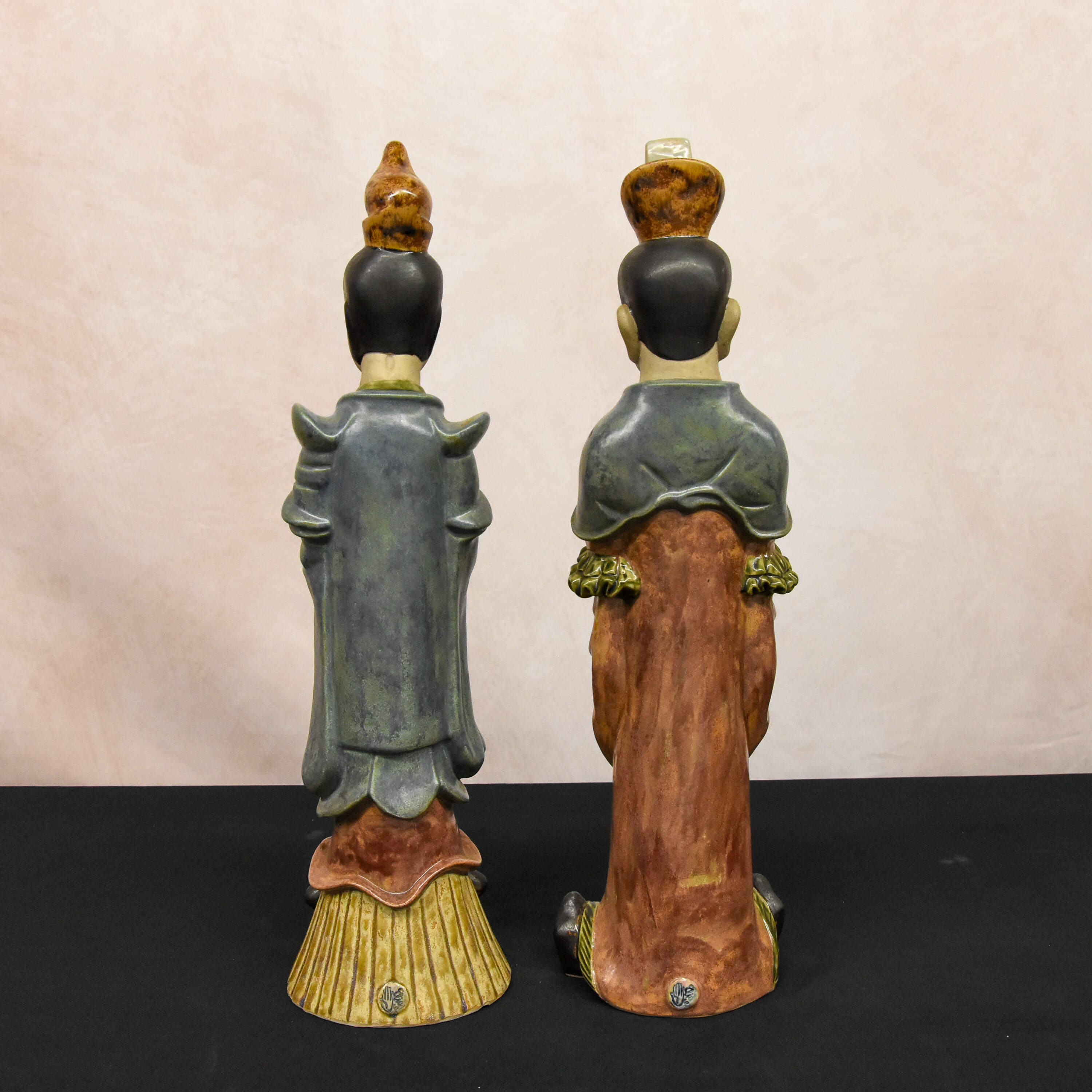 Pair of Chinese Pottery Male and Female Figures-3