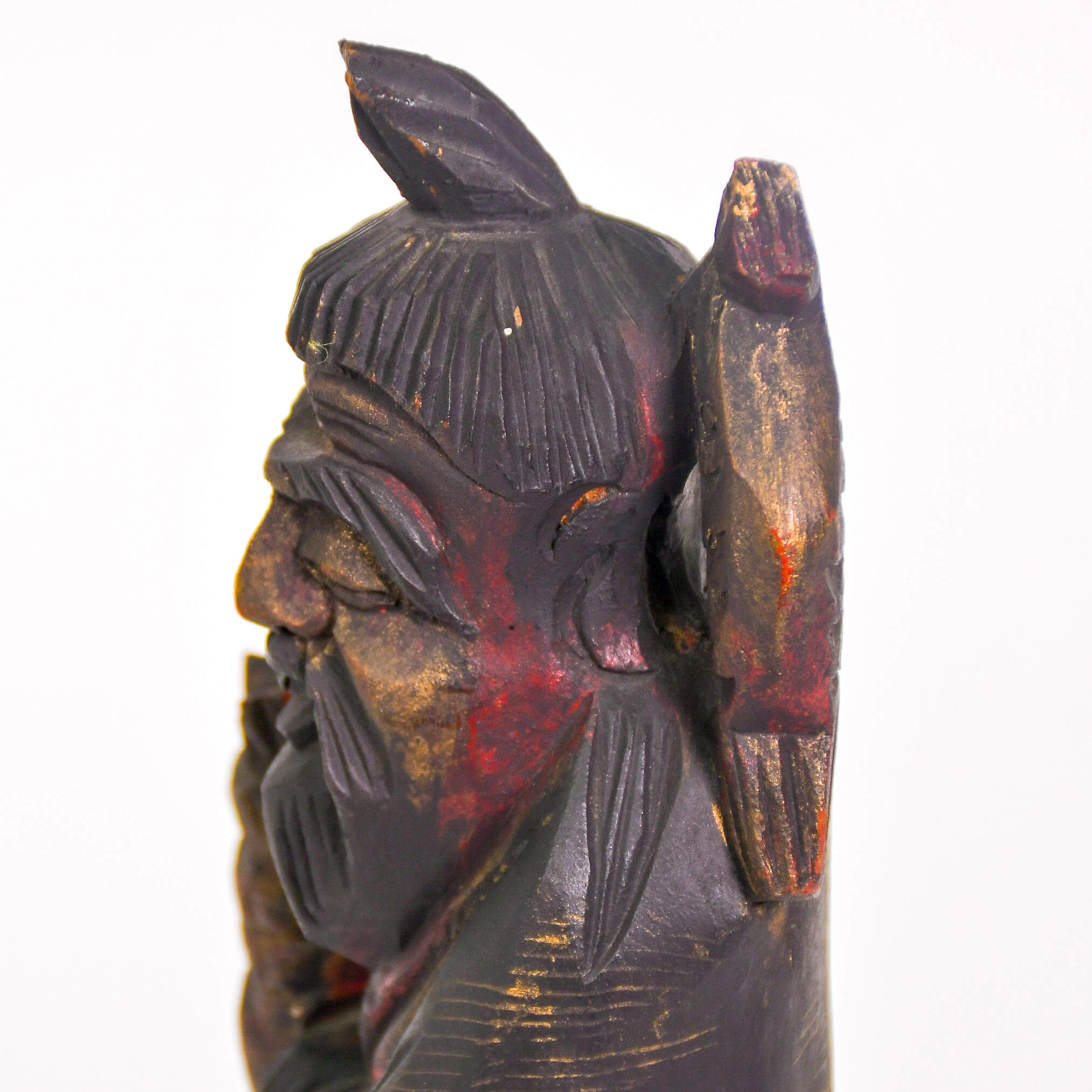 Wooden Carved Man with Catch of the Day Figure-11