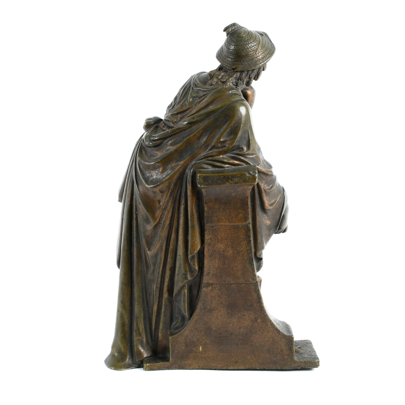Antique Leaning Classical Man Bronze After Jean-Jacques Pradier-3