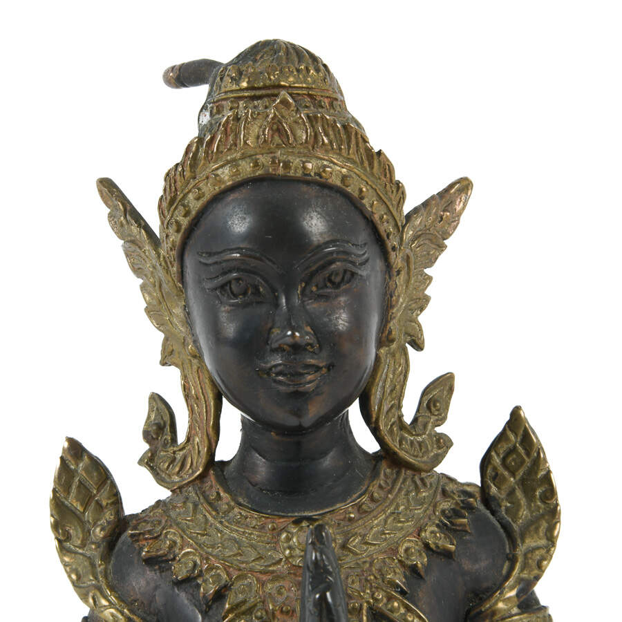 Antique Bronze Sculpture of Thai Teppanom Kneeling-5